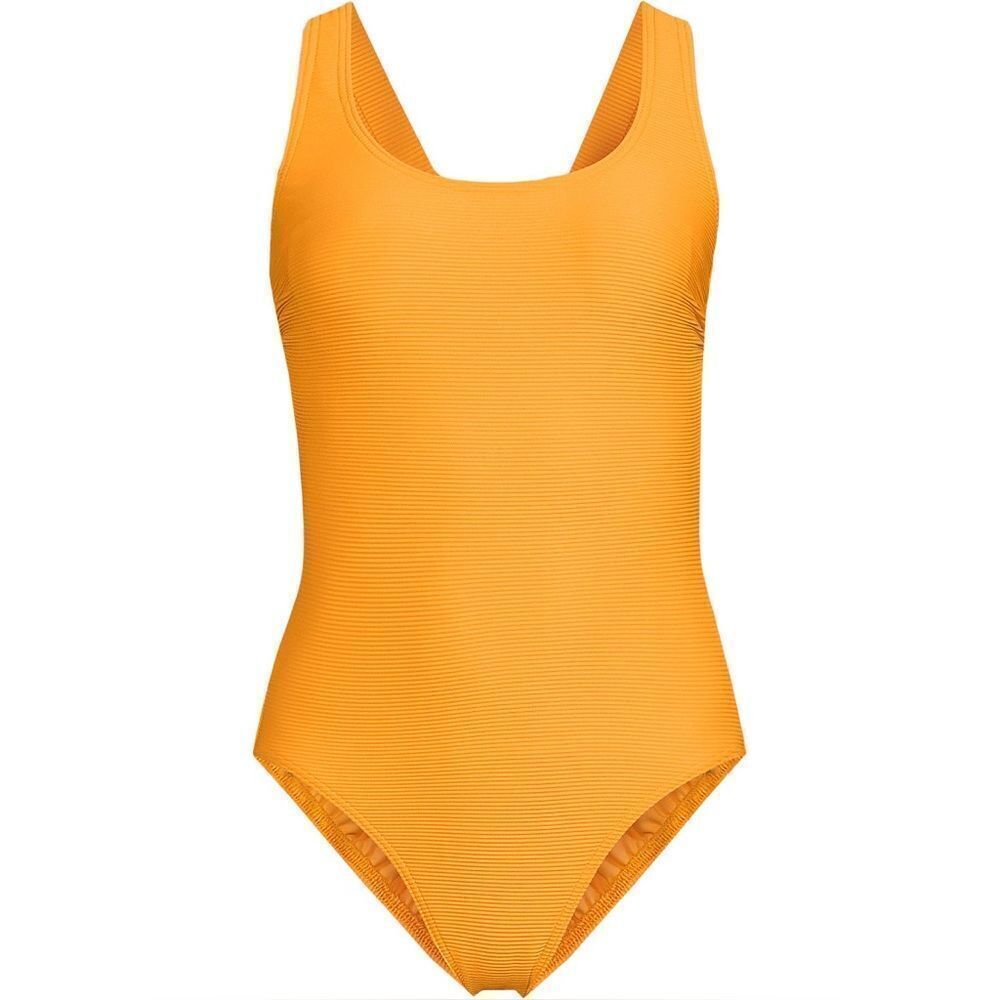 Land's End Chlorine Re X back high leg tug one piece swimsuit, sweet mango 10 D